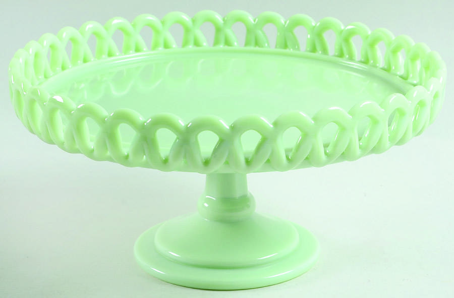 Jadeite-Green Glass 8" Diameter Pedestal Cake Stand by Martha Stewart-1