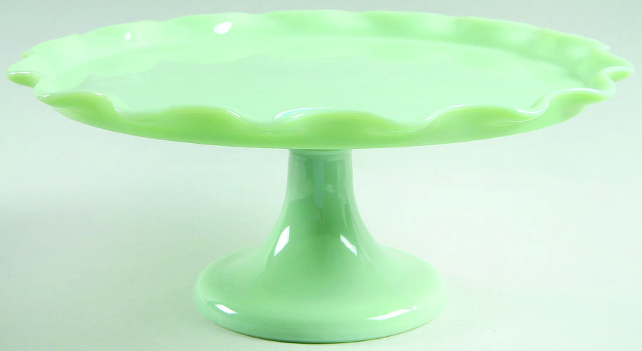 Jadeite-Green Glass 11" Diameter Pedestal Cake Stand by Martha Stewart-1