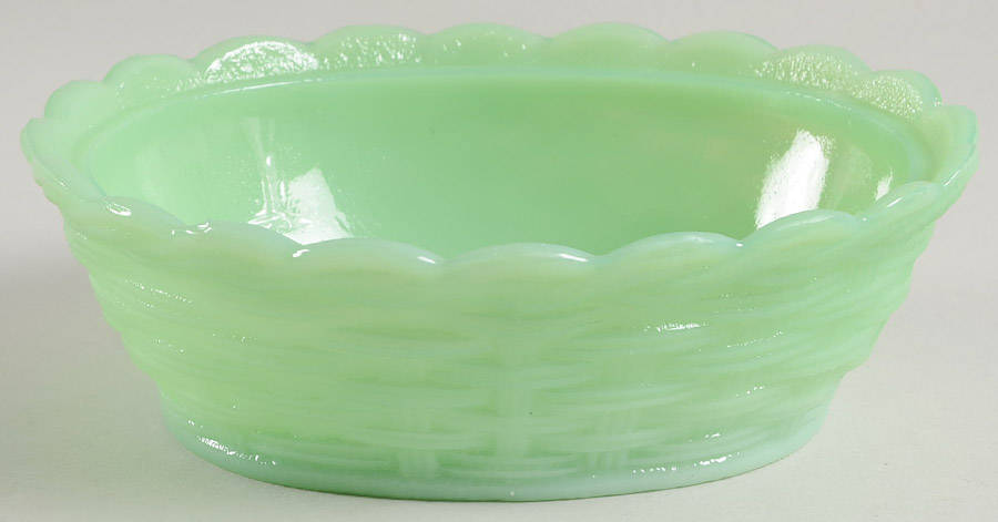 Jadeite-Green Glass 6 Inch Hen on Nest, No Lid by Martha Stewart-1
