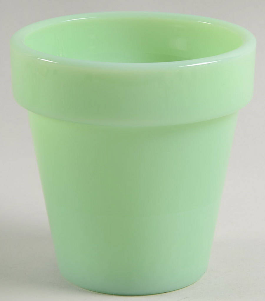 Jadeite-Green Glass Large Flower Pot by Martha Stewart-1