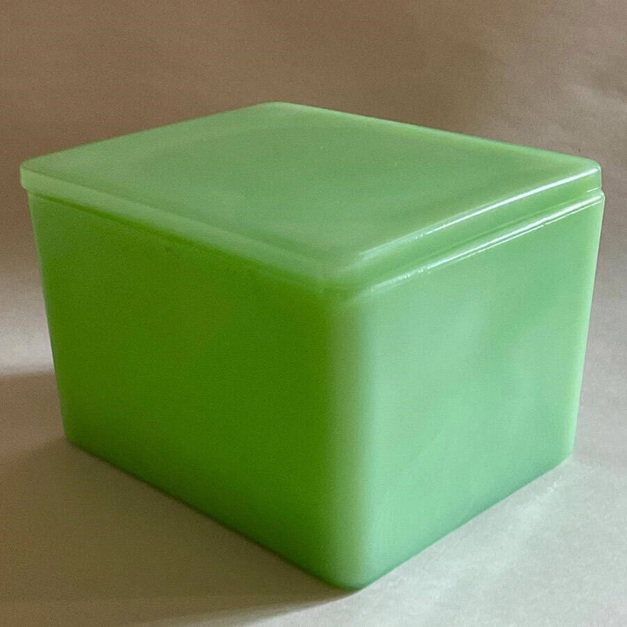 Jadeite-Green Glass Medium Refrigerator Jar & Lid by Martha Stewart-1