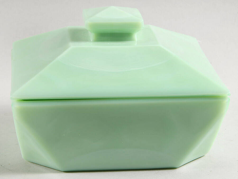 Jadeite-Green Glass Candy Box & Lid by Martha Stewart-1