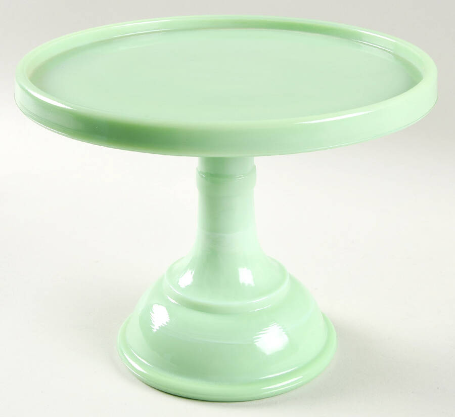 Jadeite-Green Glass 8" Diameter Pedestal Cake Stand by Martha Stewart-1