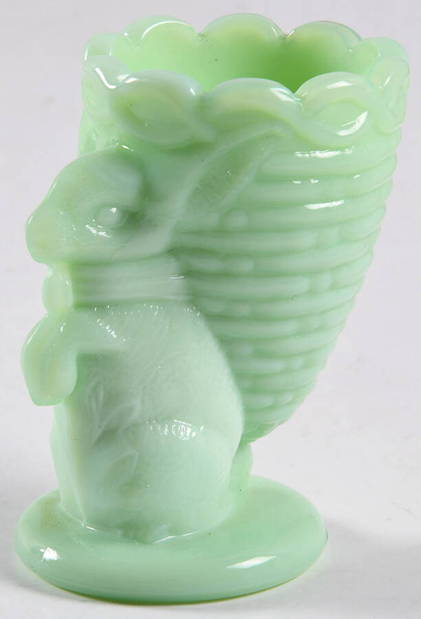 Jadeite-Green Glass #6883 Rabbit Egg Holder by Martha Stewart-1