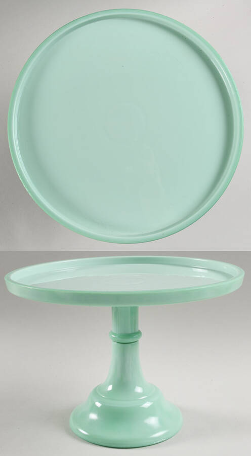 Jadeite-Green Glass 10" Diameter High Cake Stand by Martha Stewart-1