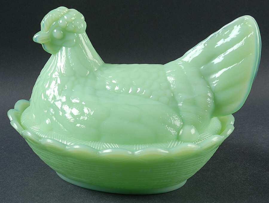 Jadeite-Green Glass Hen on Nest-Jade Green by Martha Stewart-1