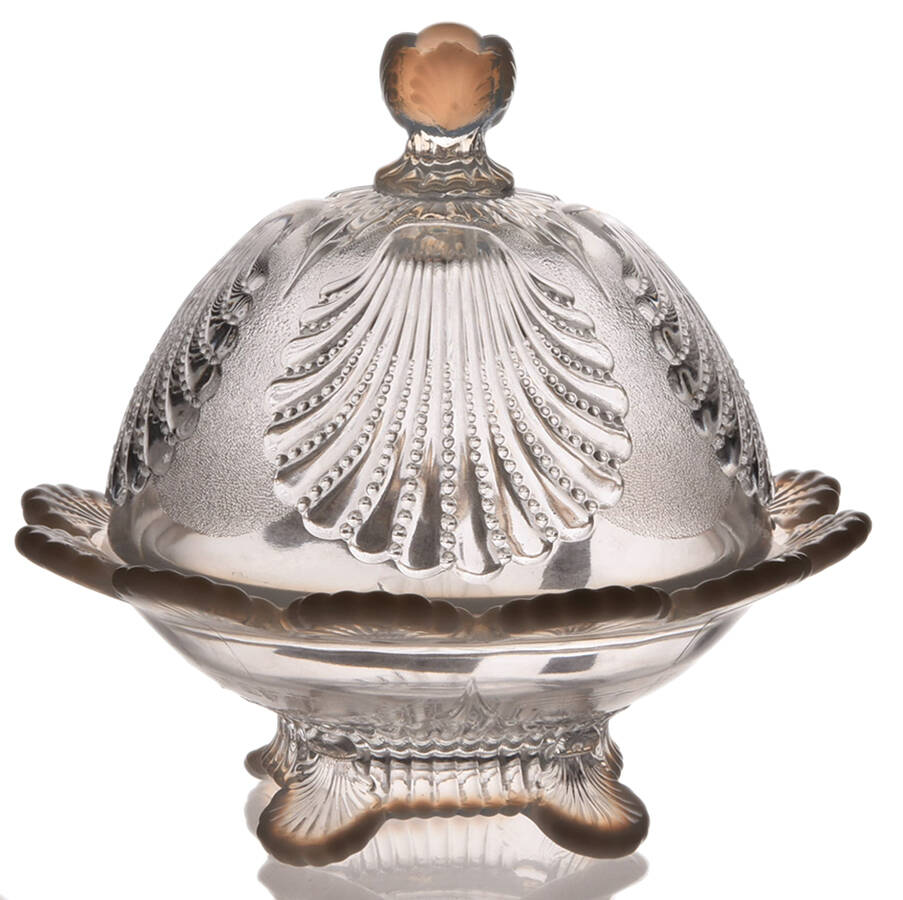 Shell Crystal Opal Round Covered Butter by Mosser (Ohio)-1