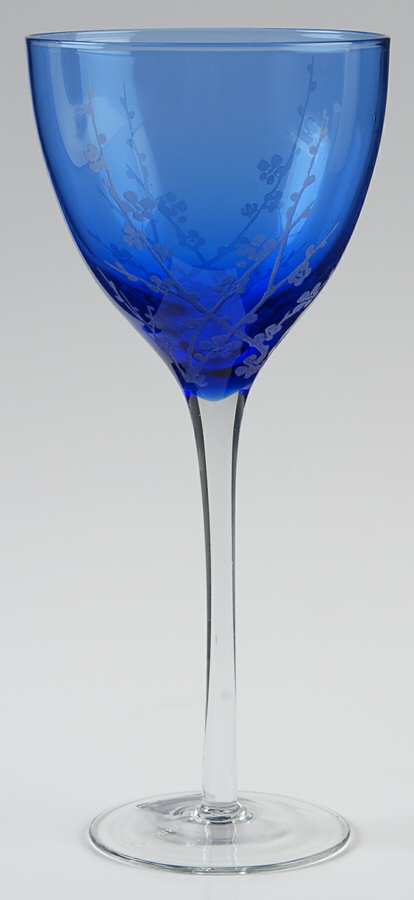 Cherry Blossom Cobalt Blue Water Goblet by Mikasa-1
