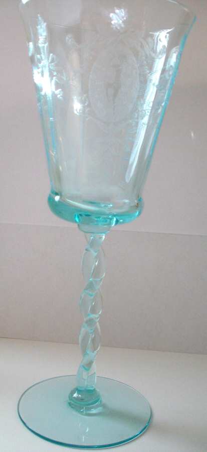Sunrise Medallion Blue (Stem 7664) Water Goblet by Morgantown-1