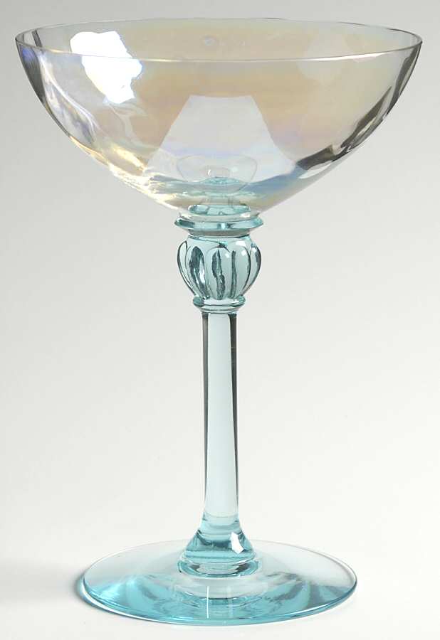 7634 Blue (Iridescent) Champagne/Tall Sherbet by Morgantown-1