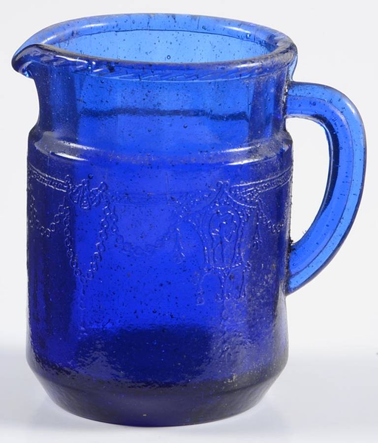 Jennifer Miniatures Cobalt Juice/Cocktail Pitcher by Mosser (Ohio)-1