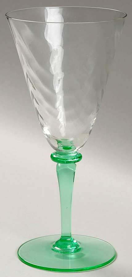Athena Green Clear (Festoon) Water Goblet by Morgantown-1