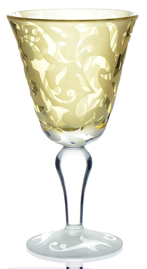 MWC2 (Bulbous Stem) Topaz Water Goblet by Michael Weems-1