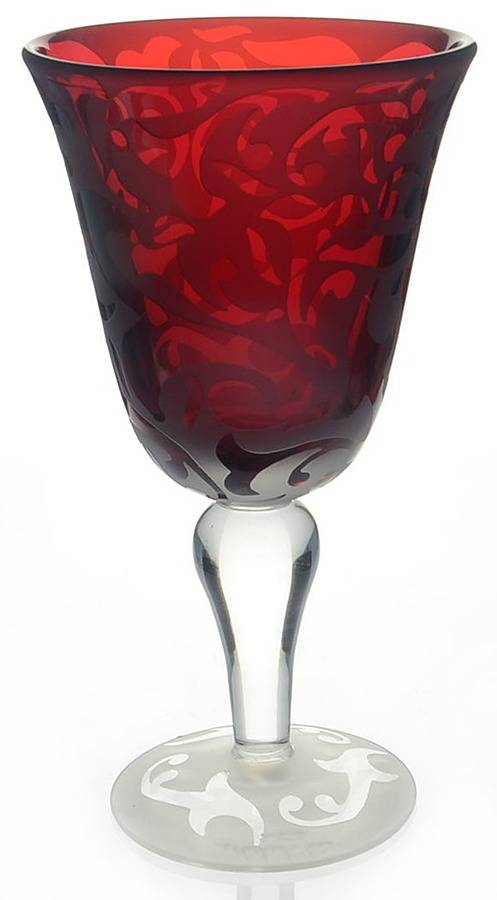 MWC2 (Bulbous Stem) Ruby Water Goblet by Michael Weems-1