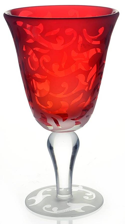MWC2 (Bulbous Stem) Red Water Goblet by Michael Weems-1