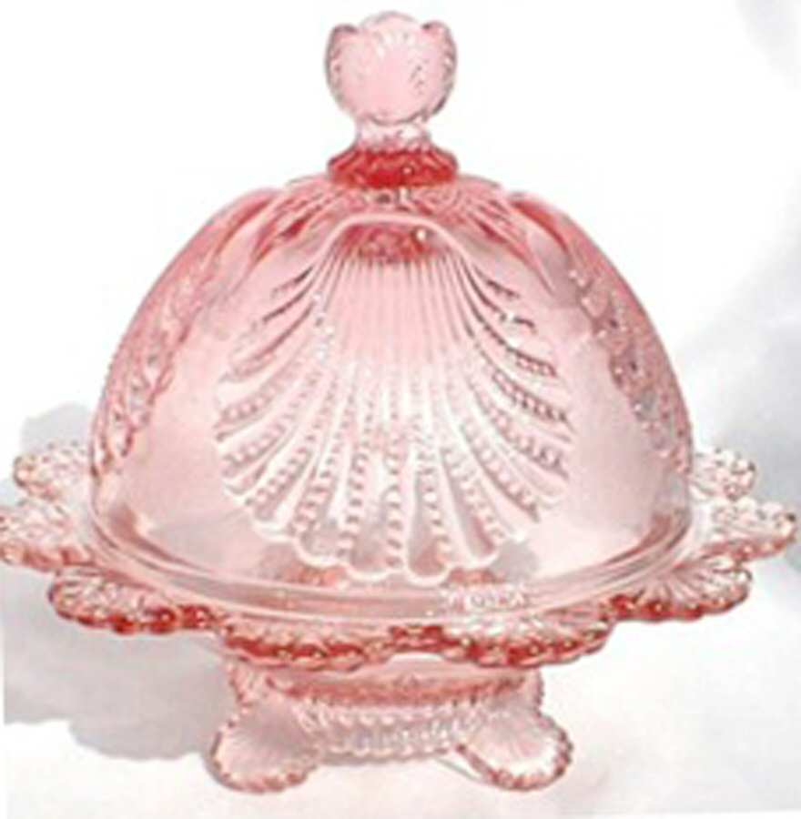 Shell Pink Round Covered Butter by Mosser (Ohio)-1