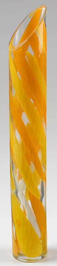 Rockswirl Yellow 13" Cylindrical Vase by Mikasa-1