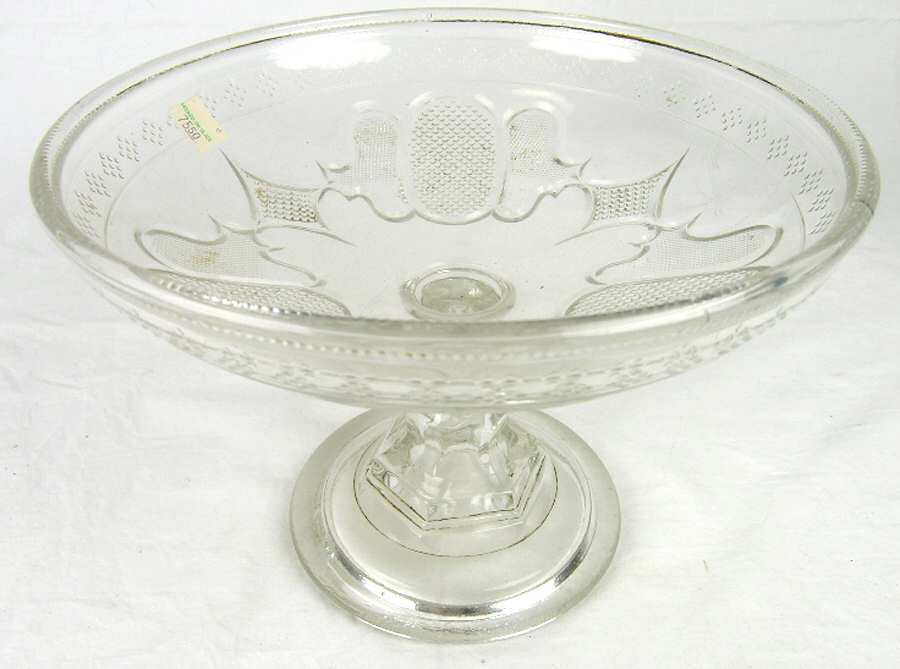 Buckle and Diamond Clear Round Compote (Height X Width) by McKee-1