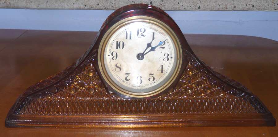 Tambour Amber Mantel Clock by McKee-1
