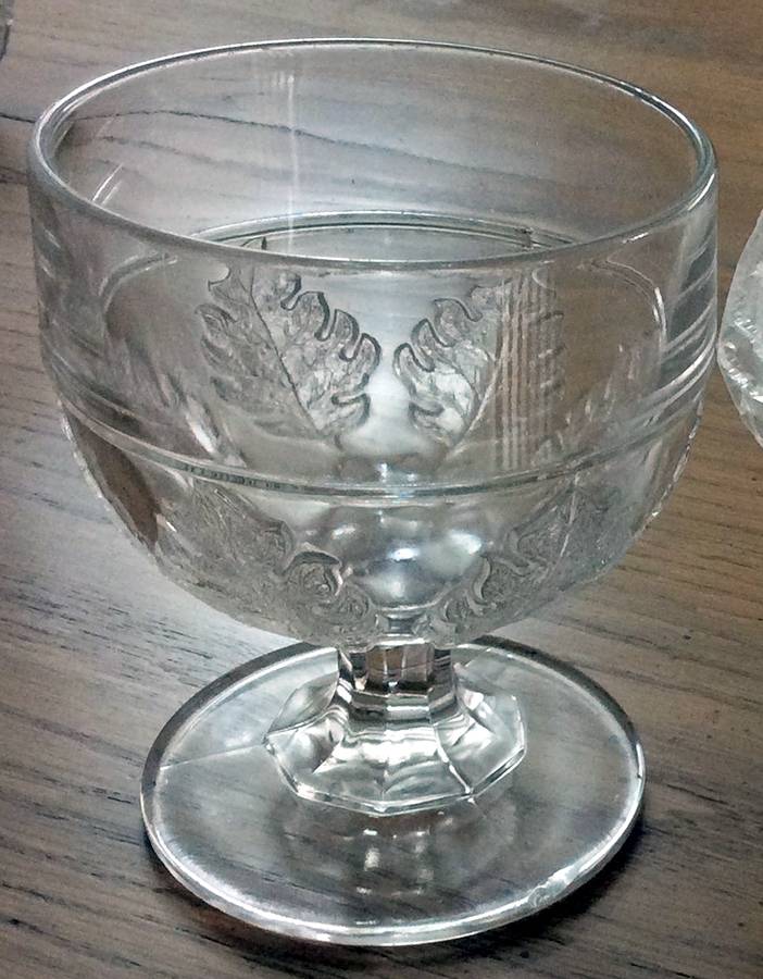 Pressed Leaf Champagne/Tall Sherbet by McKee-1