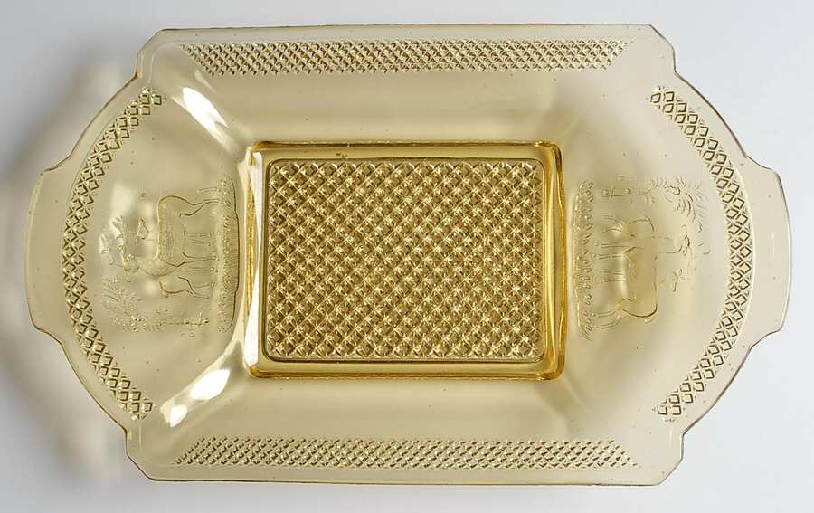 Deer and Pine Tree Amber Bread Tray by McKee-1