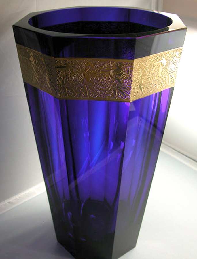 626 Blue 13" Flower Vase by Moser-1