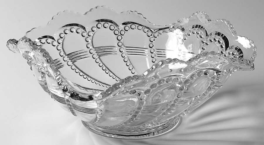 Ways' Beaded Swirl Clear 8" Square Bowl by Model Flint-1
