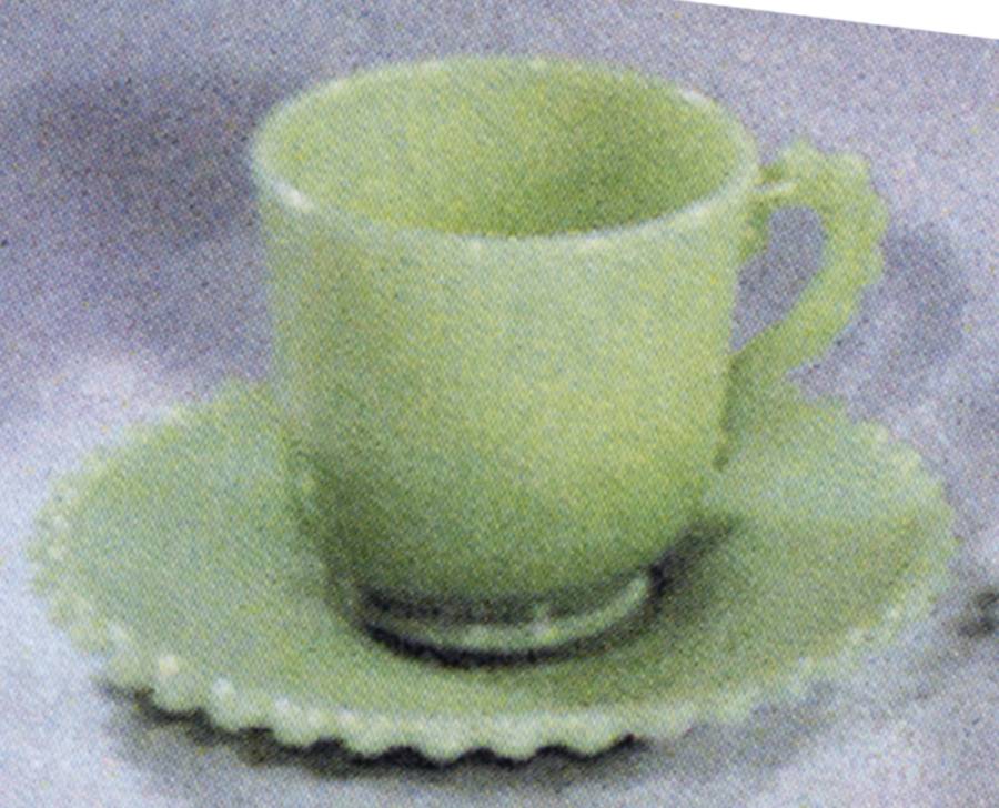 Candlewick Jade Ite Footed Cup & Saucer Set by Mosser (Ohio)-1
