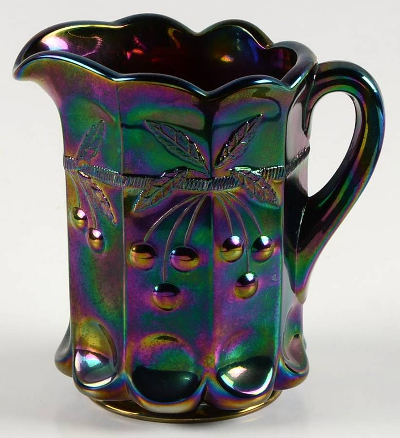 Cherry Thumbprint Purple Carnival Child's Mini Pitcher by Mosser (Ohio)-1