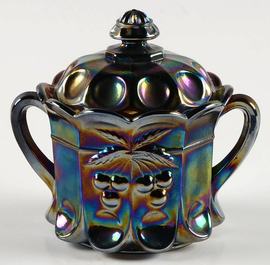 Cherry Thumbprint Purple Carnival Child's Cookie Jar & Lid by Mosser (Ohio)-1