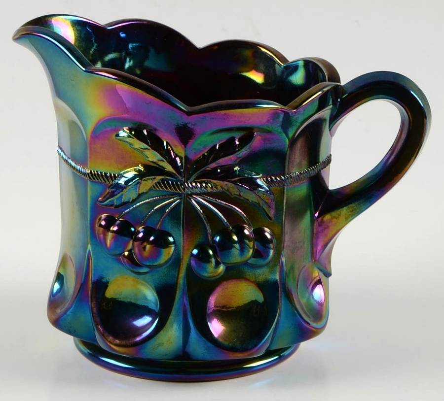 Cherry Thumbprint Purple Carnival Creamer by Mosser (Ohio)-1