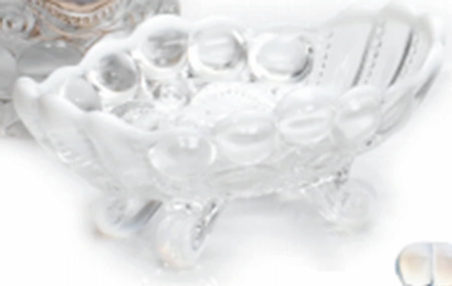 Eye Winker Crystal Opal Footed Open Jam/Jelly by Mosser (Ohio)-1