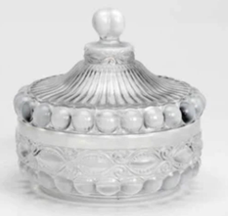 Eye Winker Crystal Opal Candy Dish & Lid by Mosser (Ohio)-1