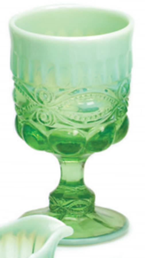 Eye Winker Green Opal Water Goblet by Mosser (Ohio)-1
