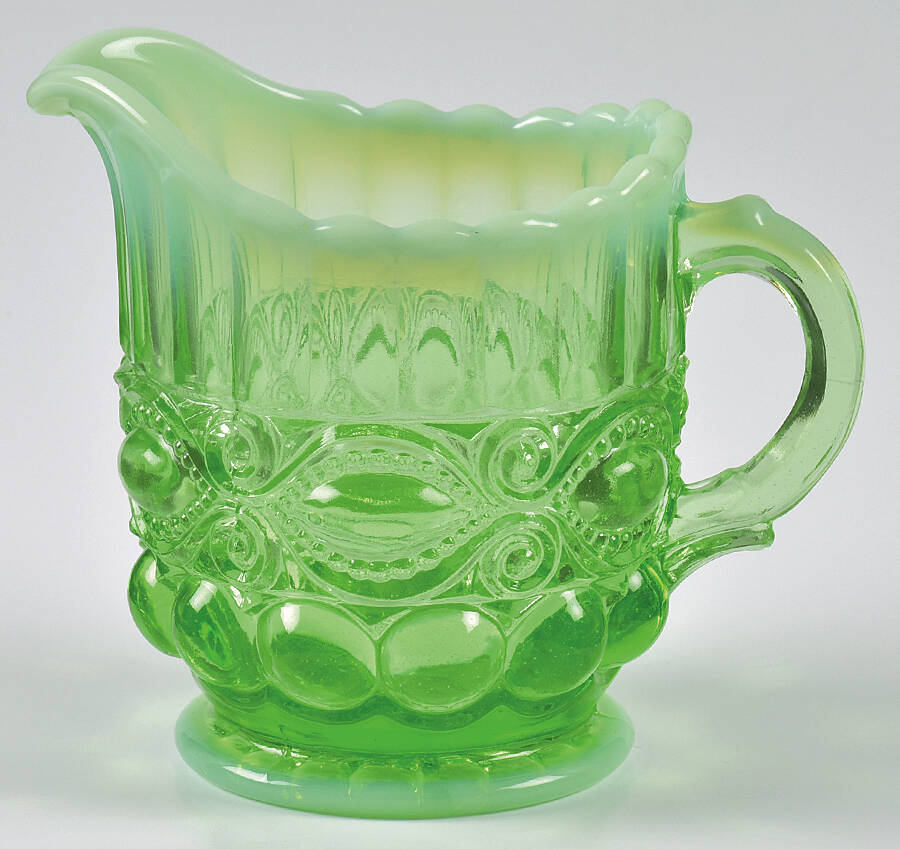 Eye Winker Green Opal Creamer by Mosser (Ohio)-1