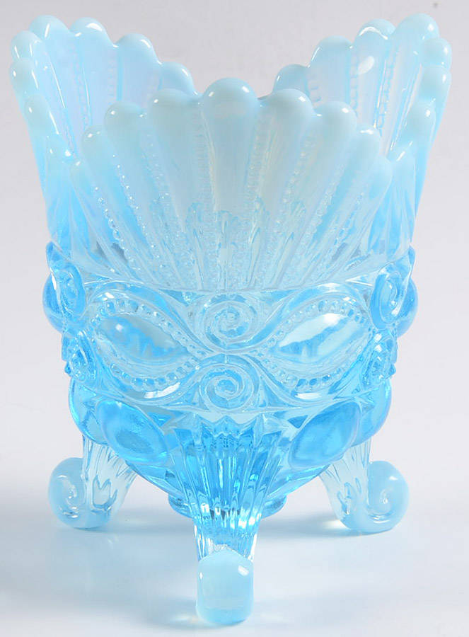 Eye Winker Aqua Opal Footed Open Spooner by Mosser (Ohio)-1