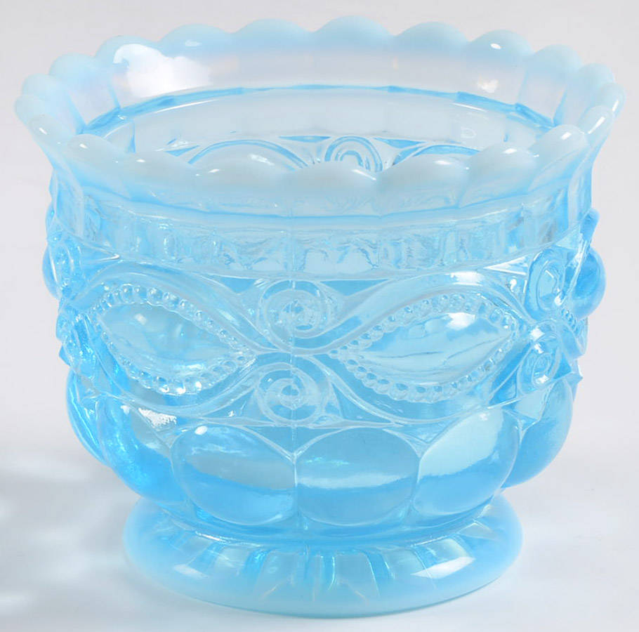 Eye Winker Aqua Opal Honey Jar No Lid by Mosser (Ohio)-1