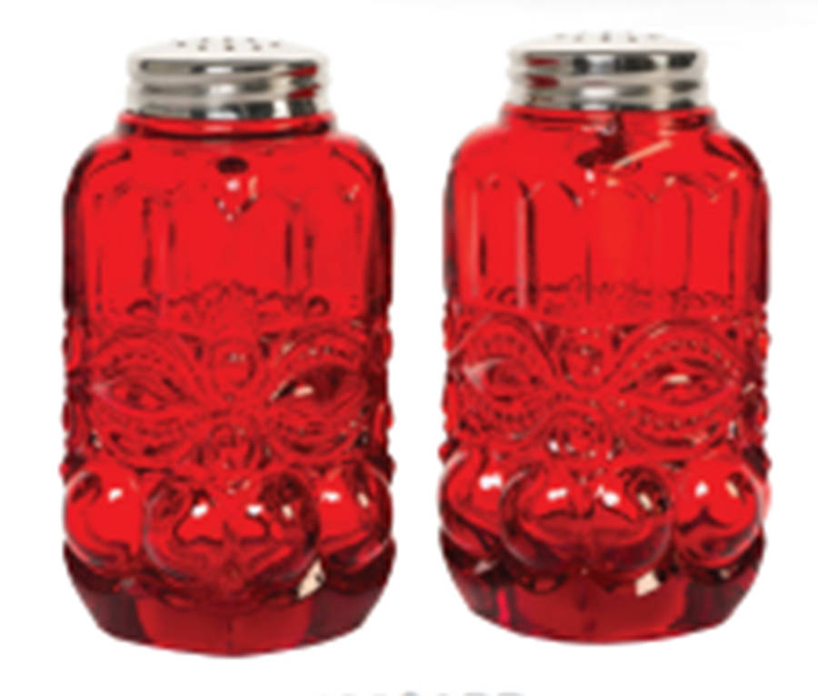 Eye Winker Red Shaker Set w/Metal Lids by Mosser (Ohio)-1