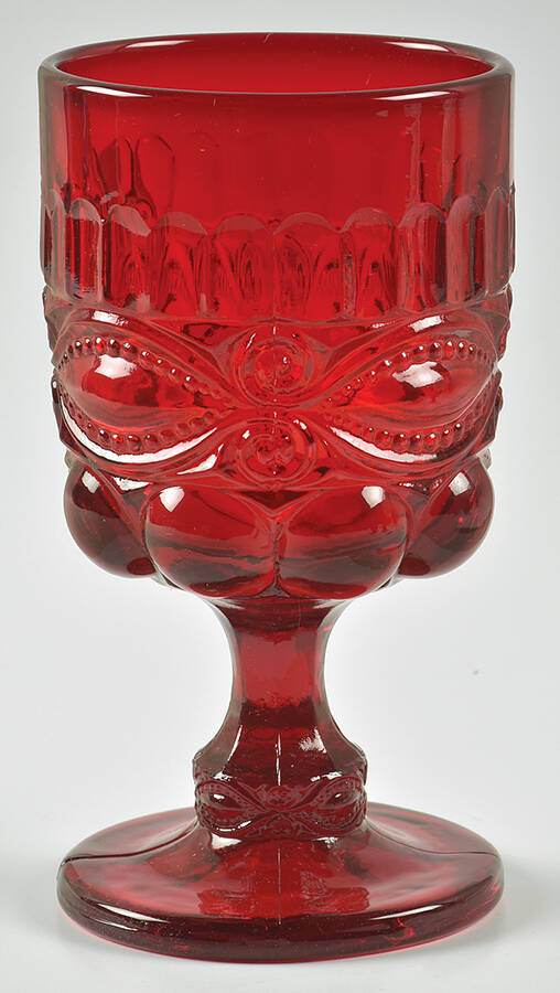 Eye Winker Red Water Goblet by Mosser (Ohio)-1