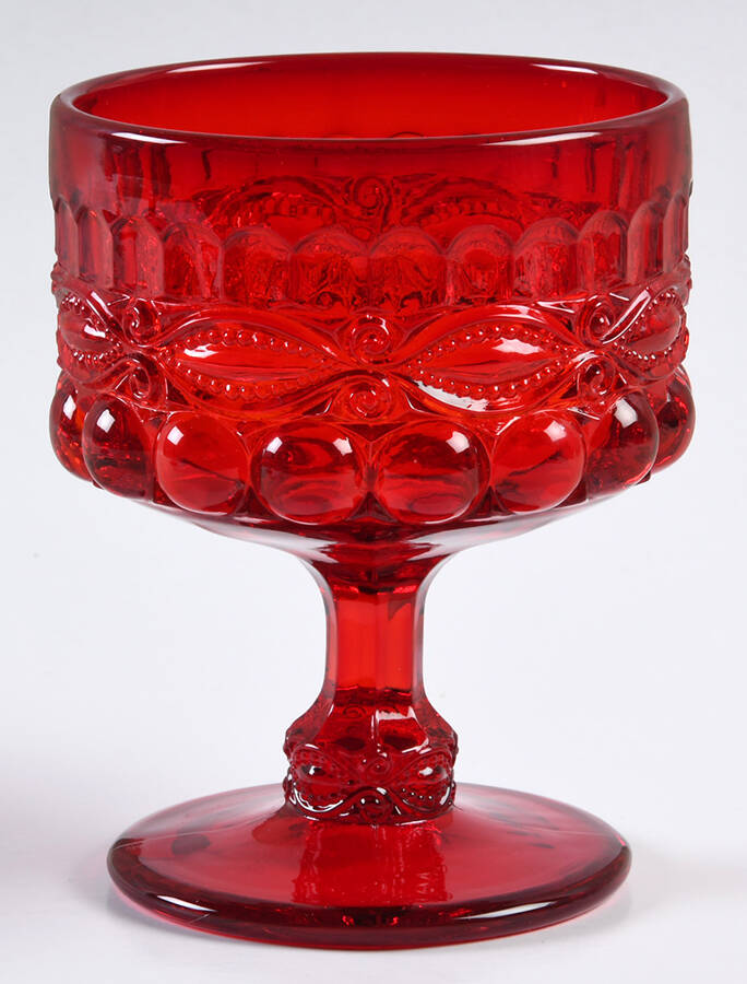 Eye Winker Red 6" Compote No Lid by Mosser (Ohio)-1