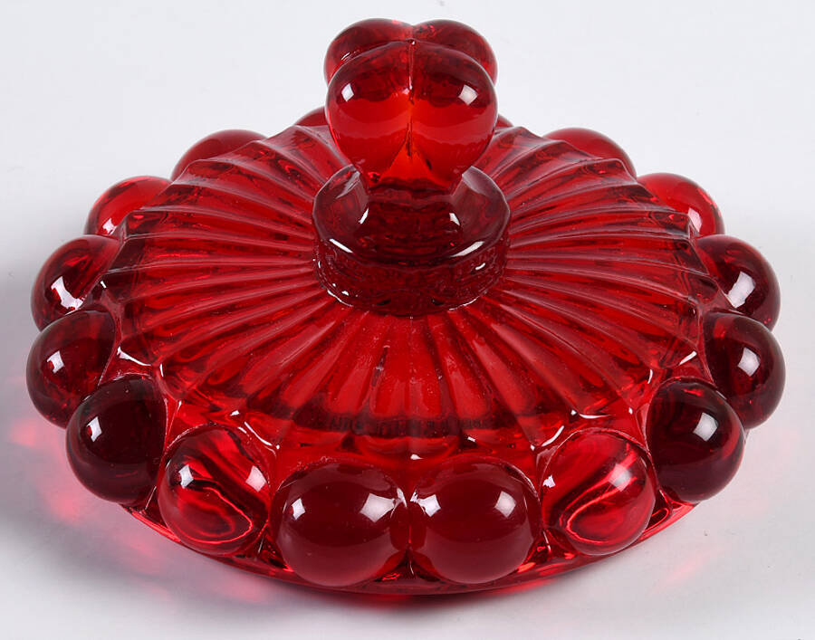 Eye Winker Red Lid for 6" Compote by Mosser (Ohio)-1