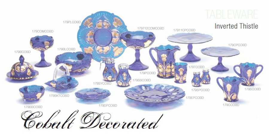 Inverted Thistle Cobalt Decorated 12" Round Platter by Mosser (Ohio)-1