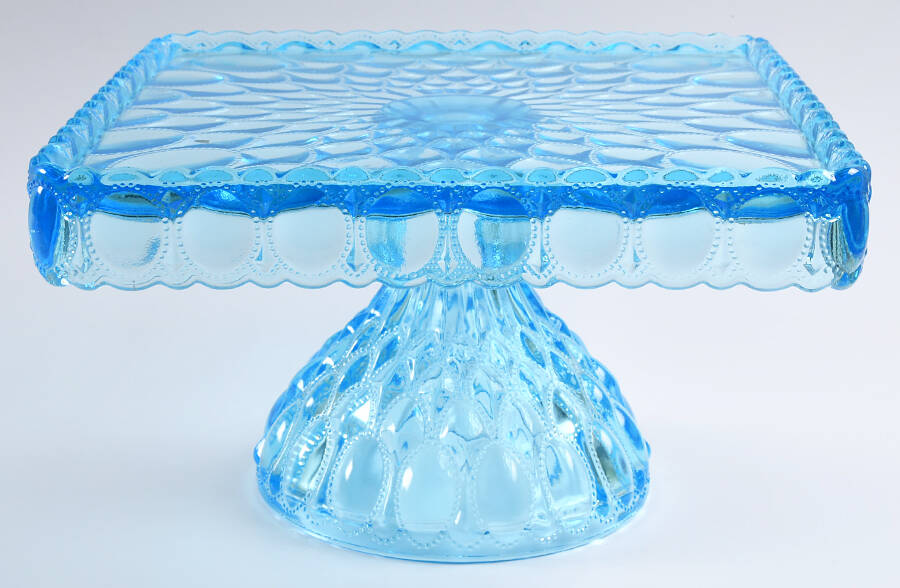 Elizabeth Aquamarine Square Cake Stand by Mosser (Ohio)-1