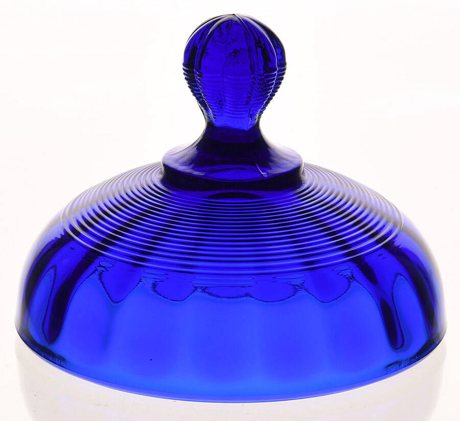 Cobalt Blue Lid for Candy Dish by Mosser (Ohio)-1