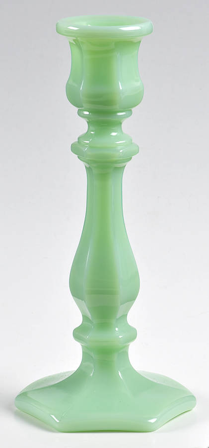 Jadeite 7" Single Light Candlestick by Mosser (Ohio)-1