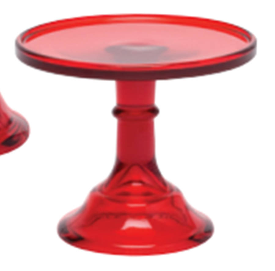 Ruby Red 6" Diameter Pedestal Cake Stand by Mosser (Ohio)-1