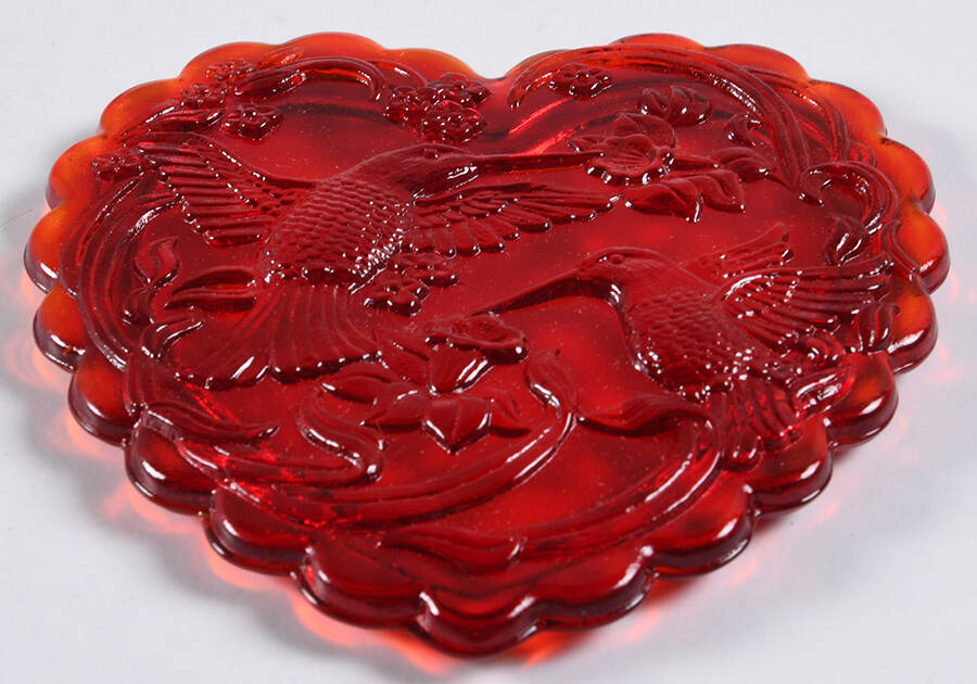 Ruby Red Lid for Small Heart Box by Mosser (Ohio)-1