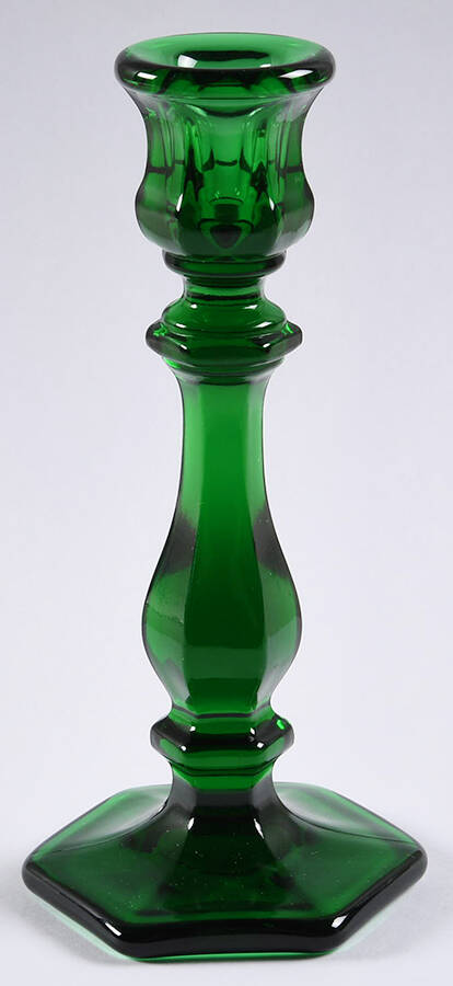 Hunter Green 7" Single Light Candlestick by Mosser (Ohio)-1