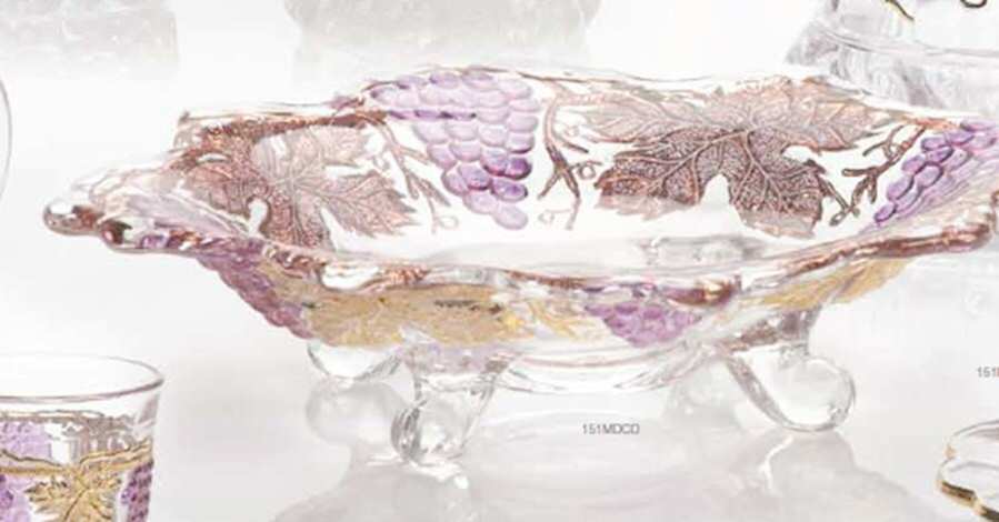 Grape and Cable Decorated Footed Mint Dish by Mosser (Ohio)-1