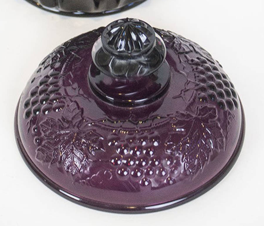 Grape and Cable Amethyst Lid for Cracker Jar by Mosser (Ohio)-1